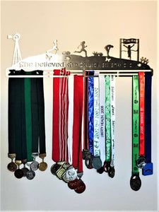 Personalised Medal Hanger - Mountains, City Scenes or Word Cut-outs